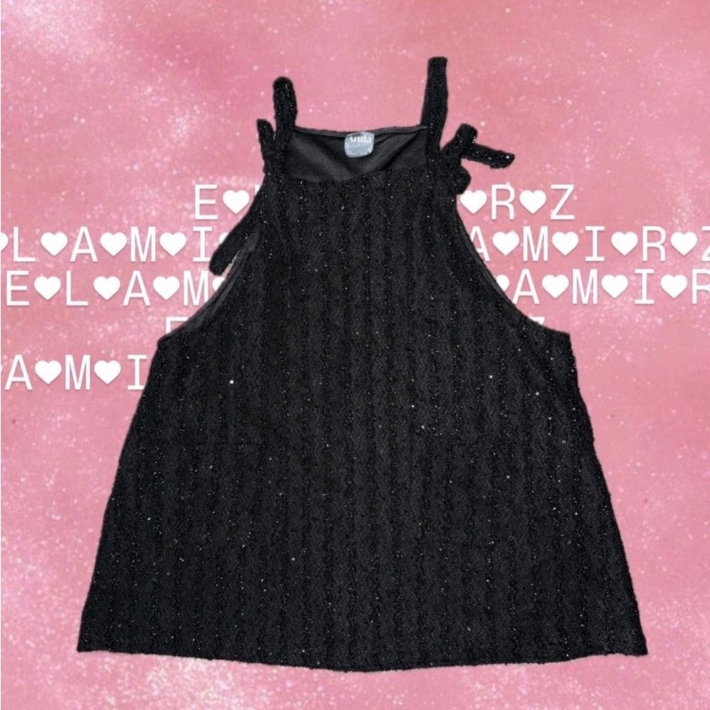 ARULA | Black Arula mini dress with bow tie straps
